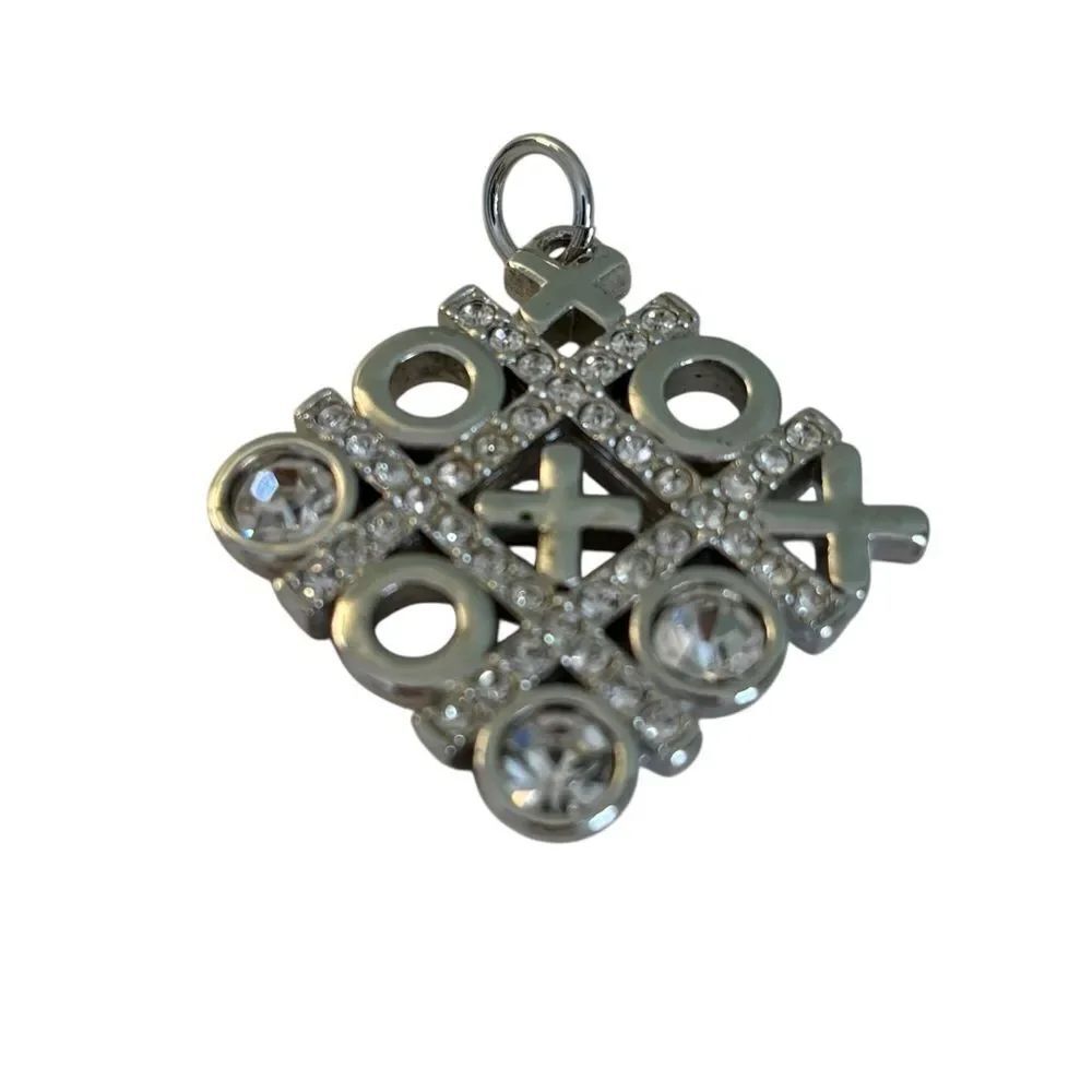 Swarovski Vintage Silver & Rhinestone Tic-Tac-Toe XOXO Pendant.